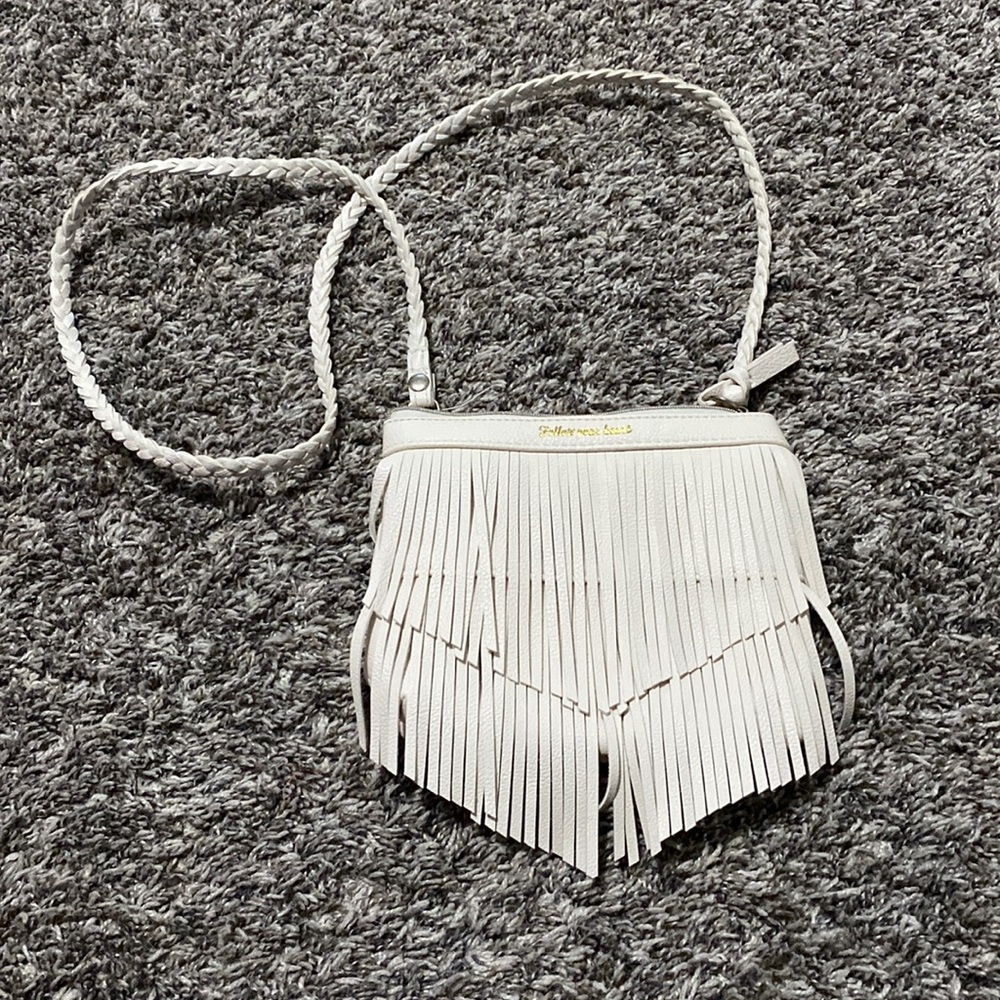 White fringe purse